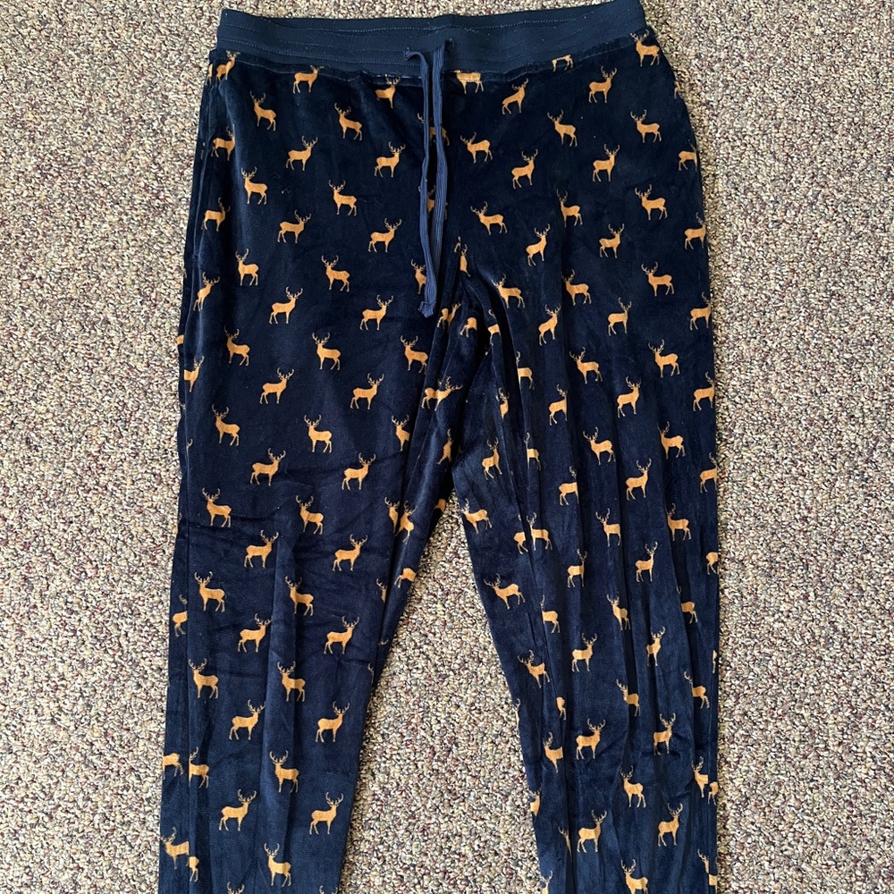 Holiday Navy Blue Reindeer Print Pajamas